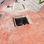 Open construction hole on the sidewalk