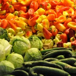 Cabbages, peppers and cucumbers